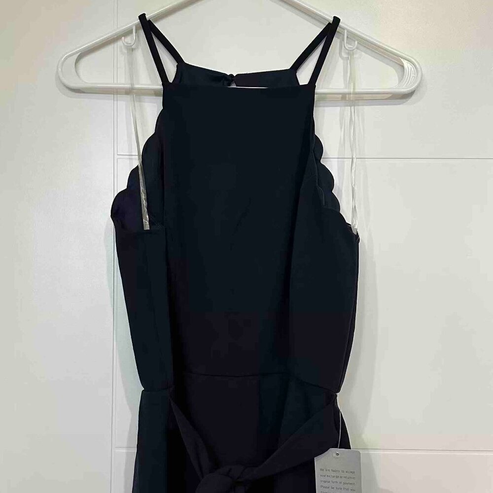 Max + Ash Spaghetti Strap scalloped dark blue romper medium NWT